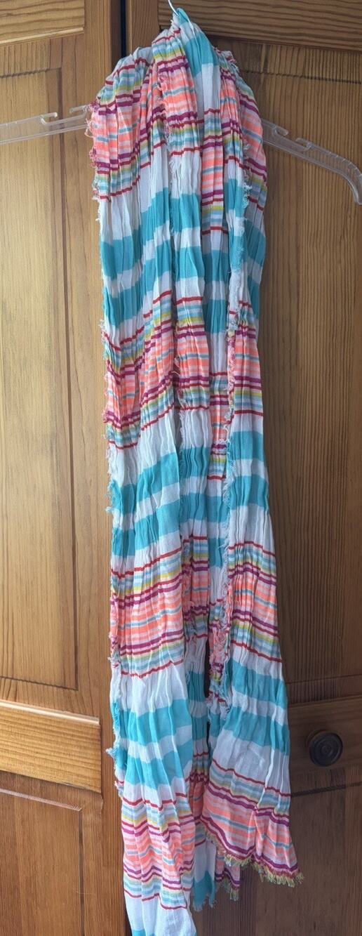 Unbranded Women’s Lightweight White Scarf With Multicolor Stripes